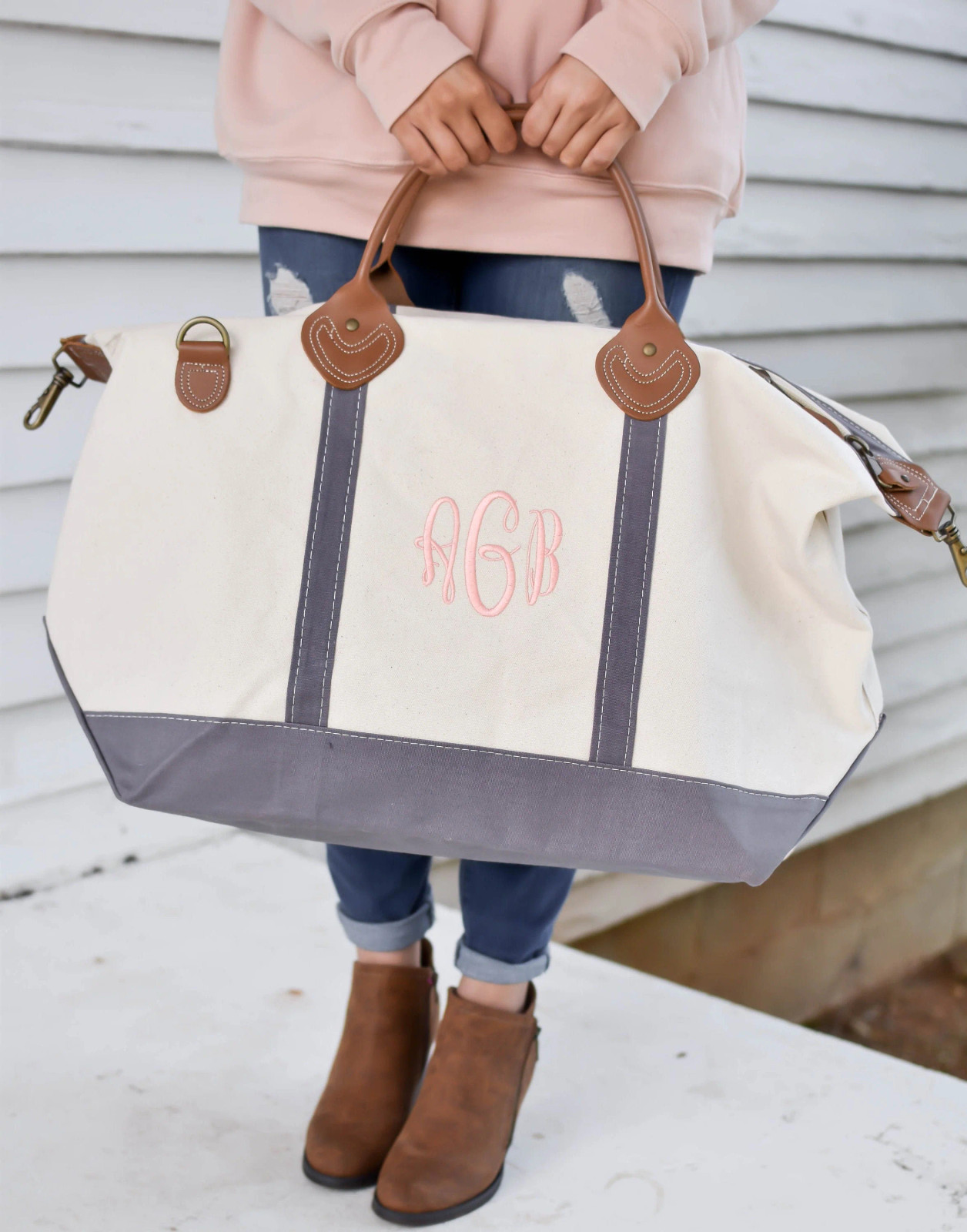 Monogrammed Canvas Bag for Personalized Weekend Style — Weekender Bags