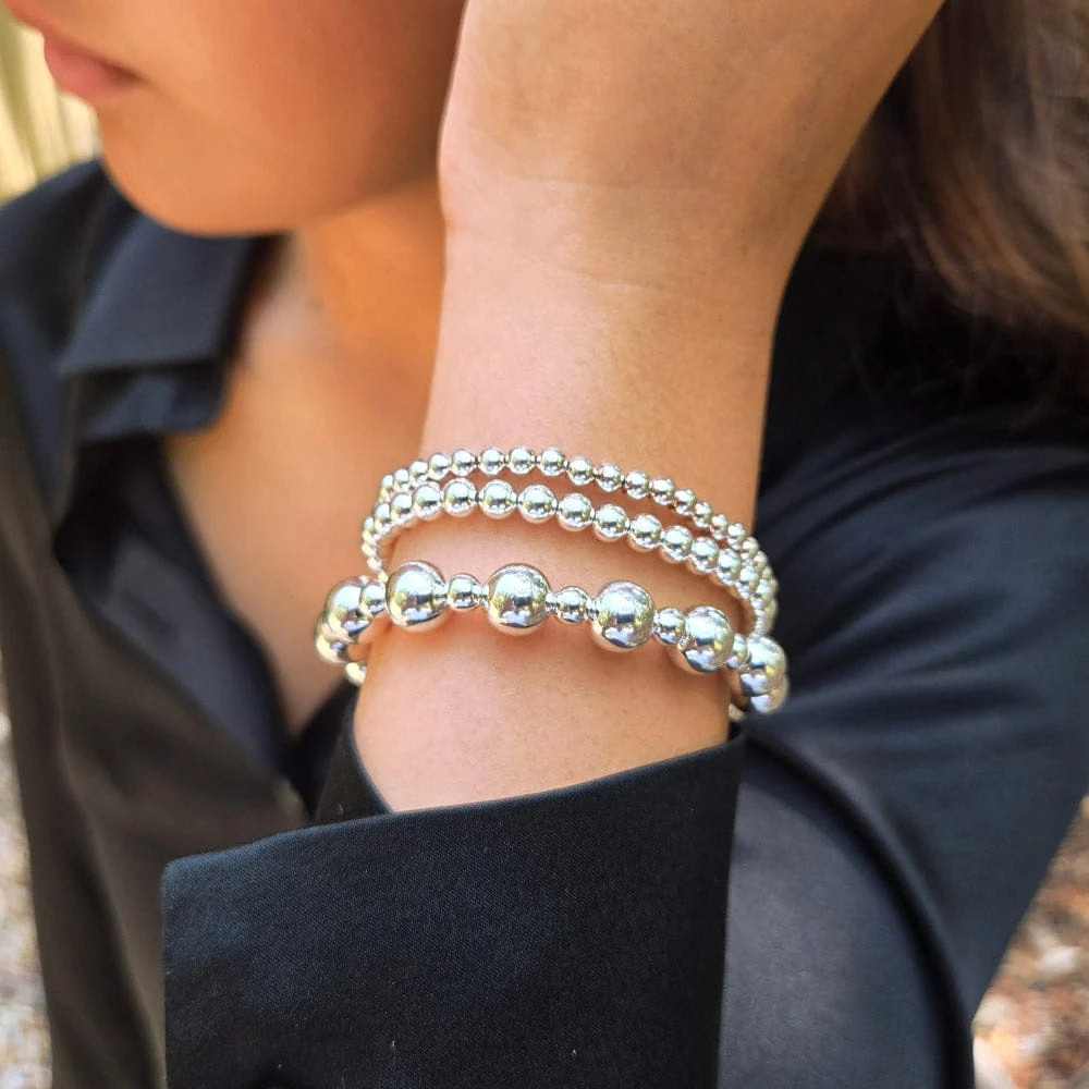 Elegant Silver Beaded Bracelet Set Elegant Silver Beaded Bracelet Set — Silver Jewelry Stack
