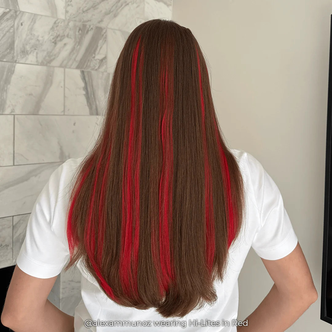 Straight Mid-Back Brown With Red Streaks — Clip In Extensions Hairstyles