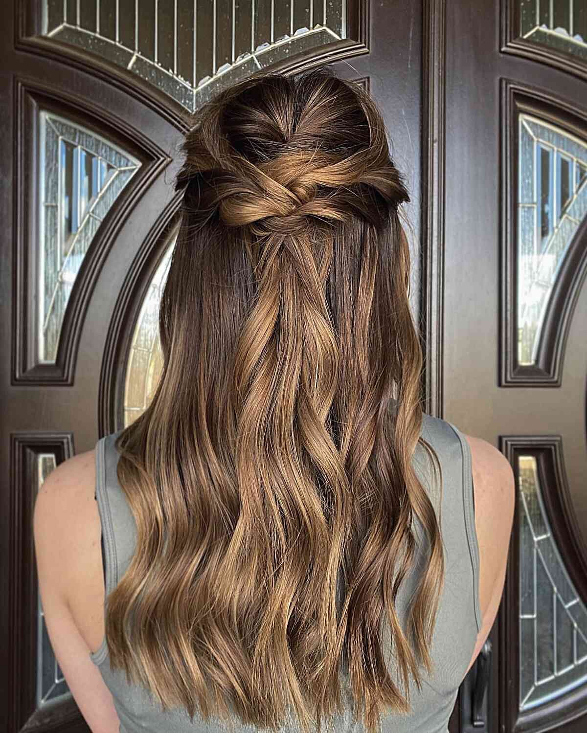 Twisted Half-Up Collarbone Lob Twisted Half-Up Collarbone Lob — Senior Picture Hairstyles