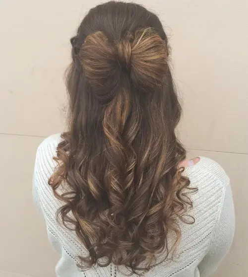 Dark Brown Hair Bow with Braid Accent — Hair Bow Half Up Half Down