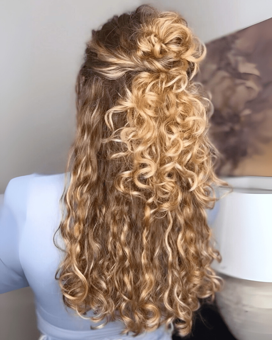 Half-Up, Half-Down with Voluminous Bun — Low Puff