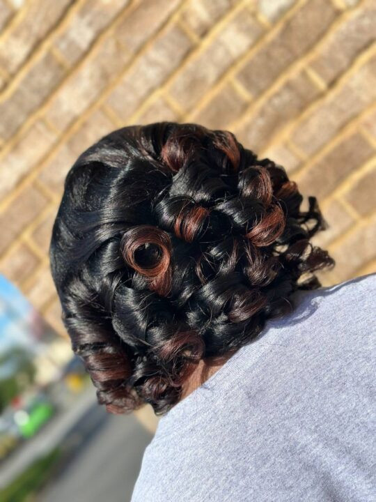 Dark Brown Bob With Auburn Highlights Dark Brown Bob With Auburn Highlights — Roller Set Hairstyles