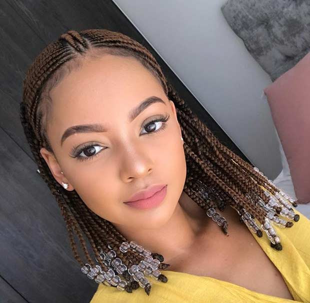 Neat Braids With Clear Beads — Lemonade Braids with Beads