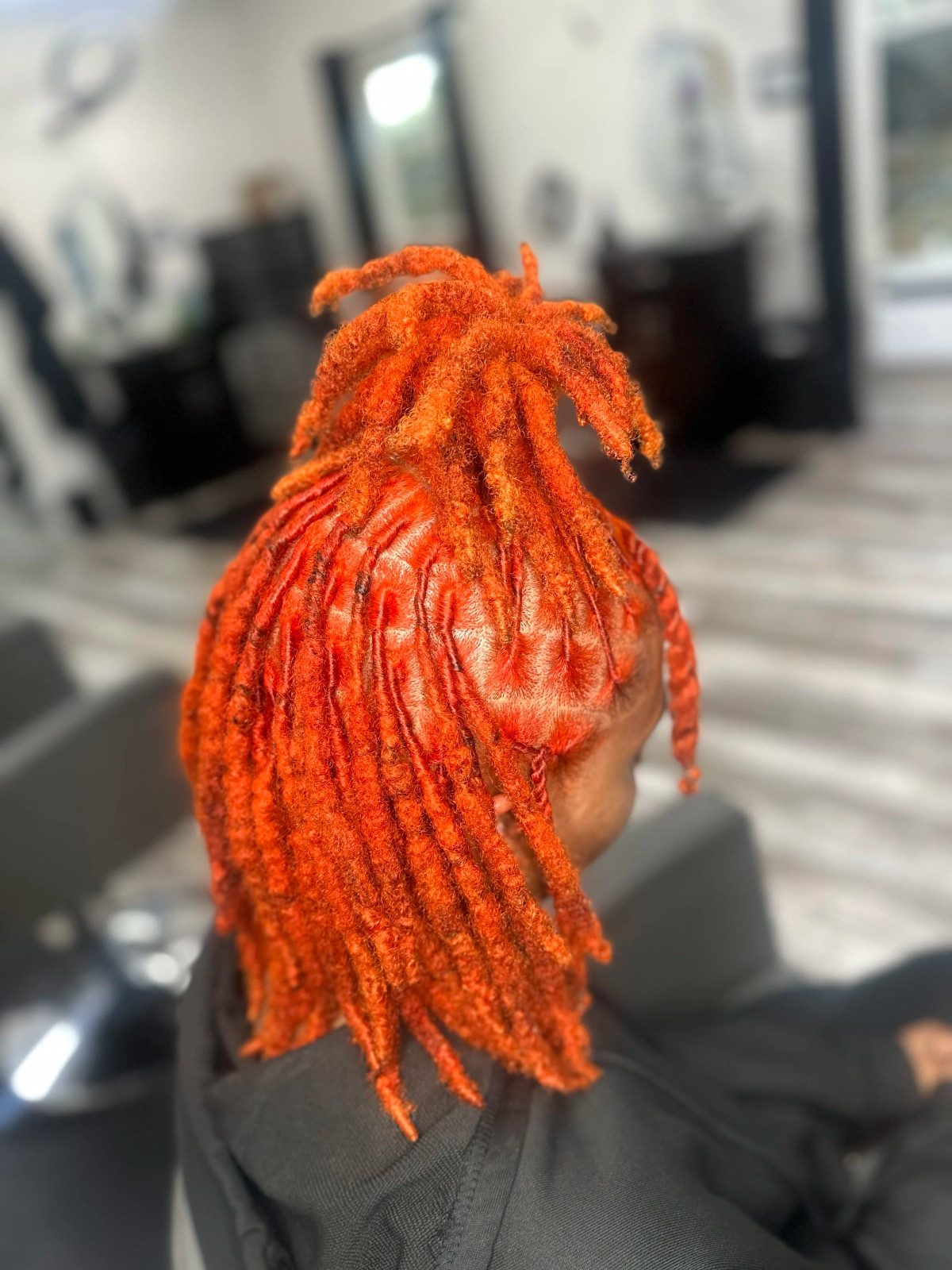 Shoulder-Length Updo With Vibrant Ginger Locs Shoulder-Length Updo With Vibrant Ginger Locs