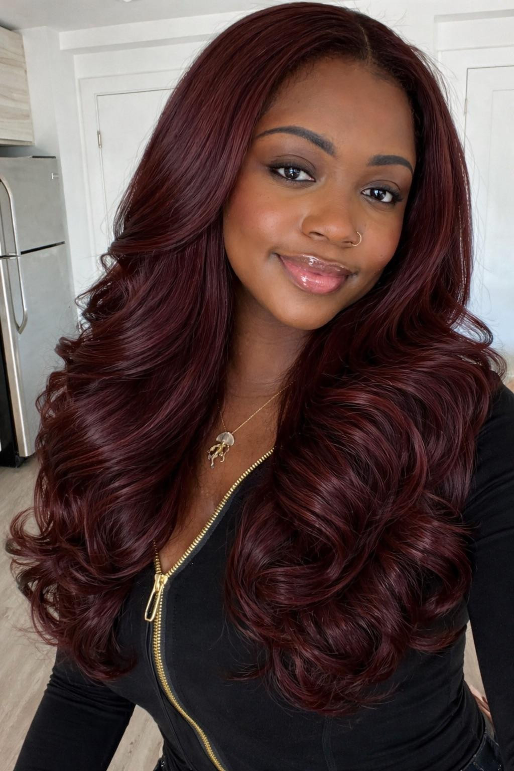 Burgundy Red Voluminous Curls Burgundy Red Voluminous Curls — Red Hair on Black Women