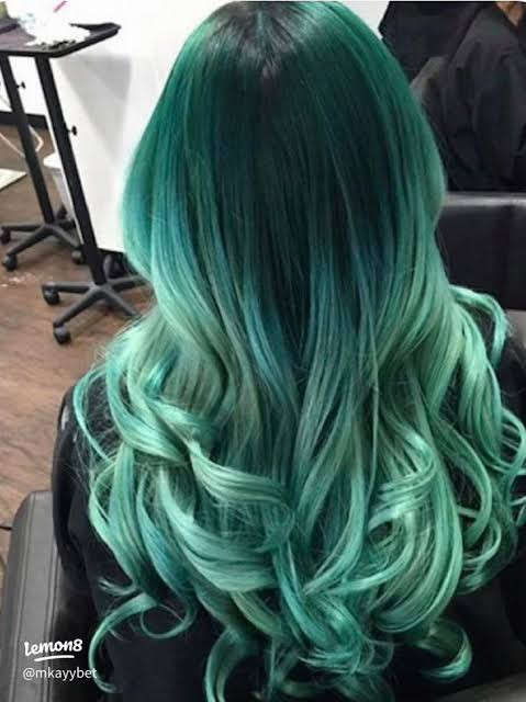 Long Layered Gradient Green Long Layered Gradient Green — Sage Green Hair