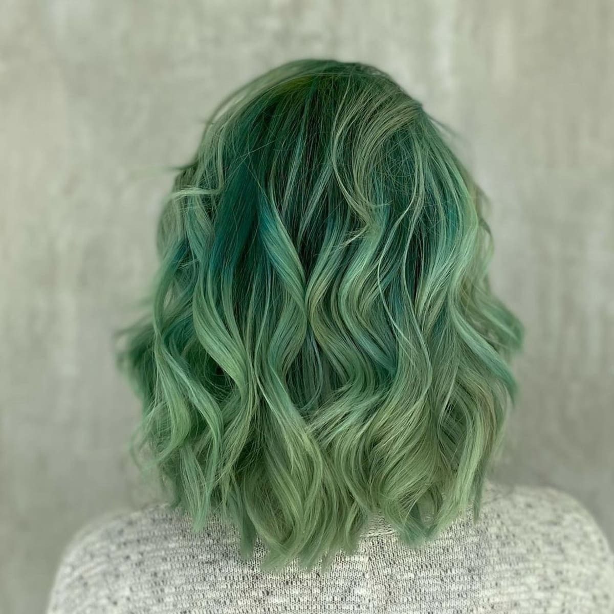 Multi-Dimensional Sage Green Layered Lob Multi-Dimensional Sage Green Layered Lob — Sage Green Hair