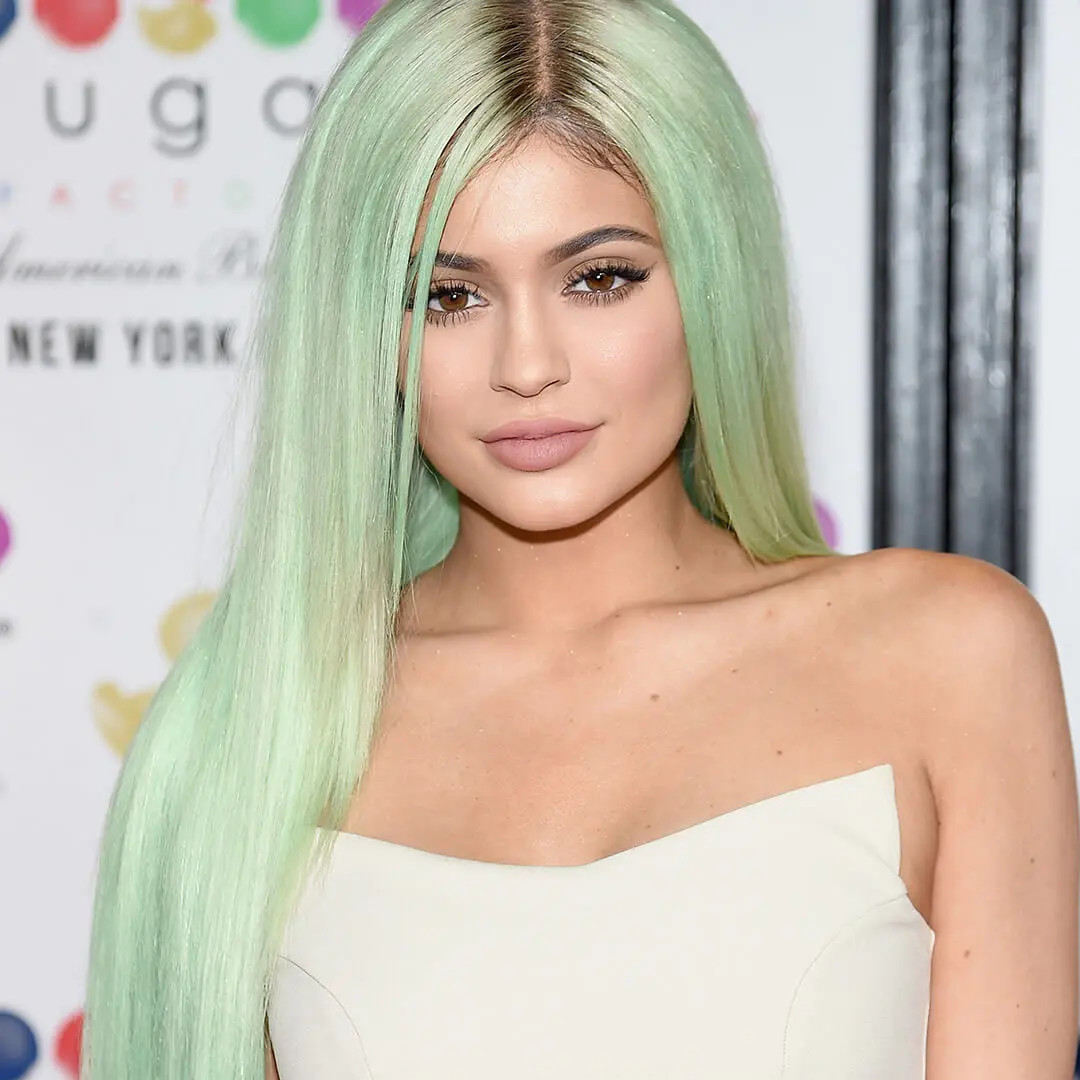 Pastel Green With Darker Roots Sleek Mid-Back With Darker Roots — Pastel Green Hair