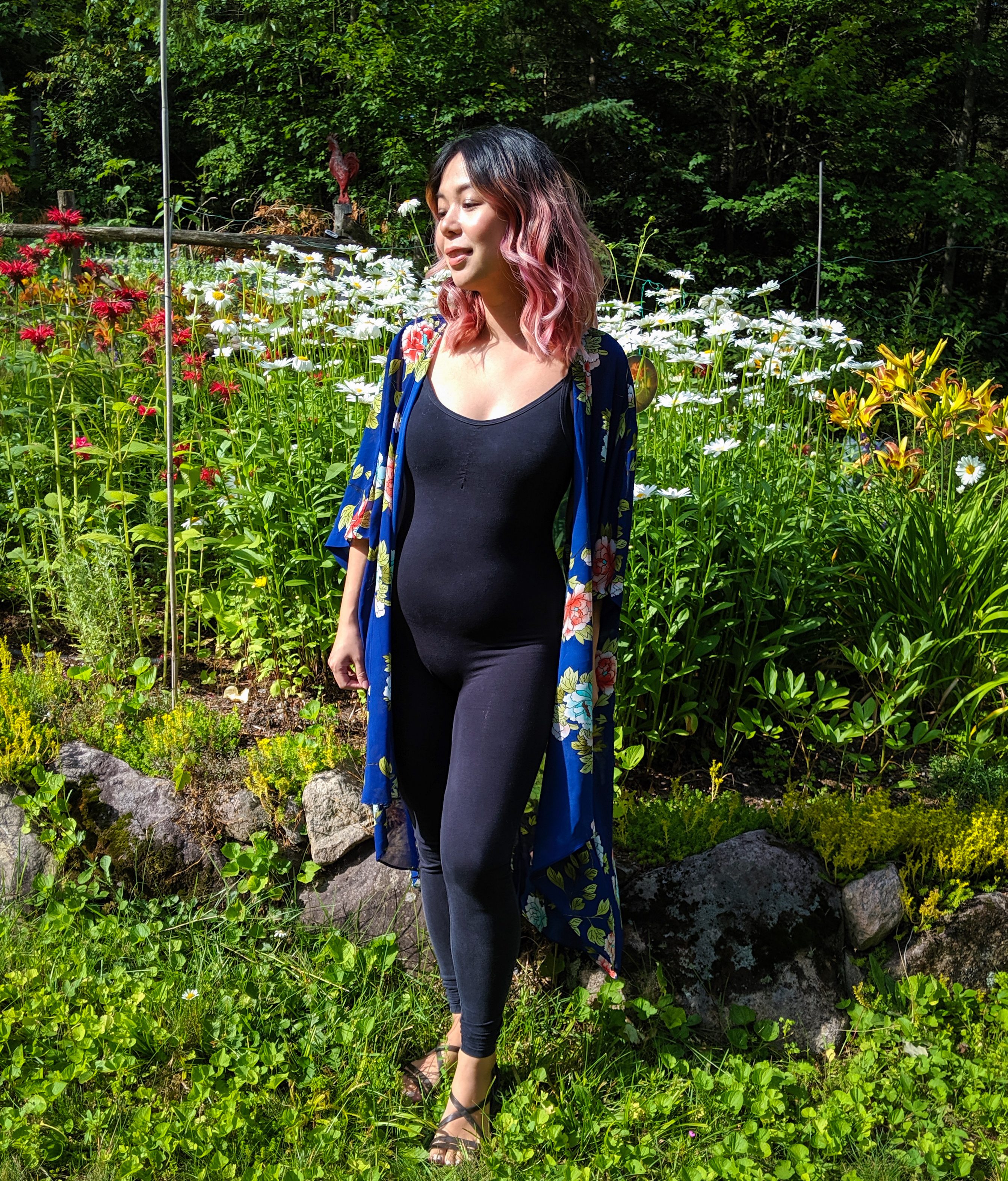 Floral Kimono Over Athleisure for a Stylish Layer — Outfits for Mom Bod